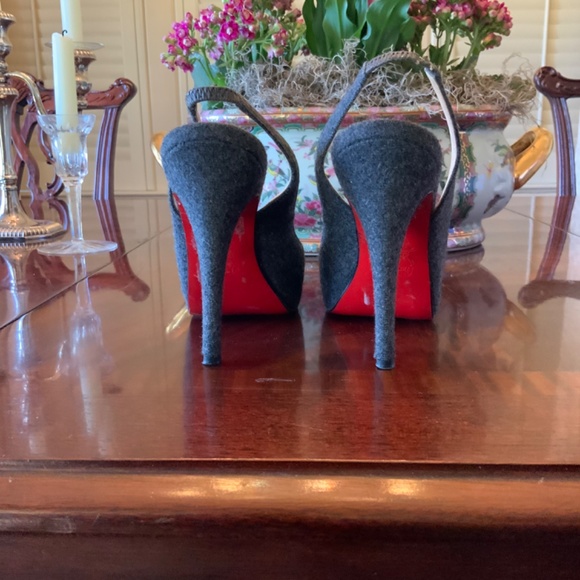 Christian Louboutin Gray Peep-Toe Heels - Picture 3 of 6